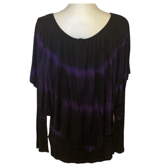 Olivia black and deep purple tie-dye versatile top. - Picture 2 of 6